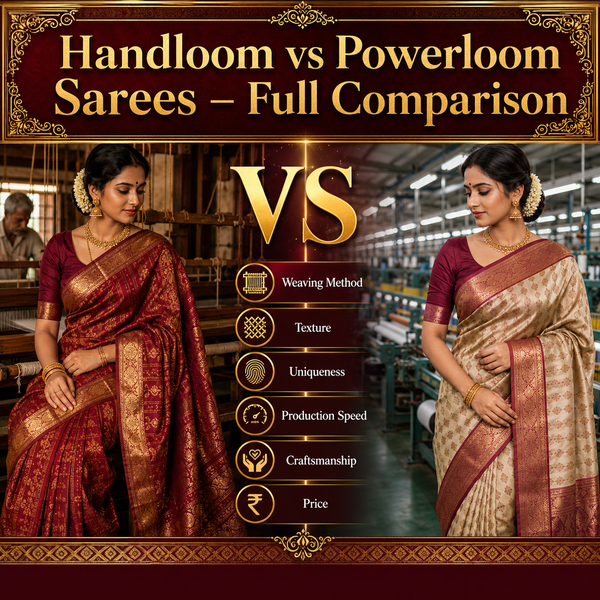 Handloom vs Powerloom Sarees – Full Comparison