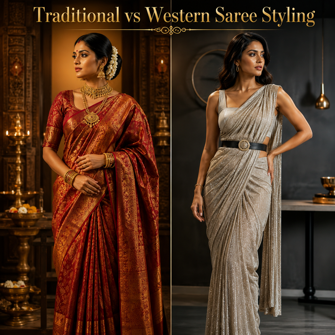 Traditional vs Western Saree Styling
