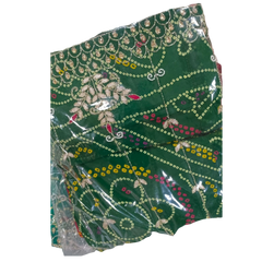 Green Embroidered Bandhani Semi-Stitched Lehenga Set with Dupatta