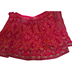 Red Embroidered Bandhani Semi-Stitched Lehenga Set with Dupatta
