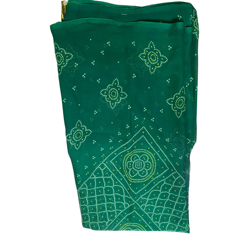 Emerald Bloom Bandhani Saree