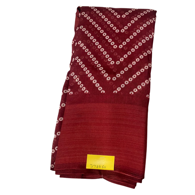 Maroon Bandhani Cotton Silk Saree