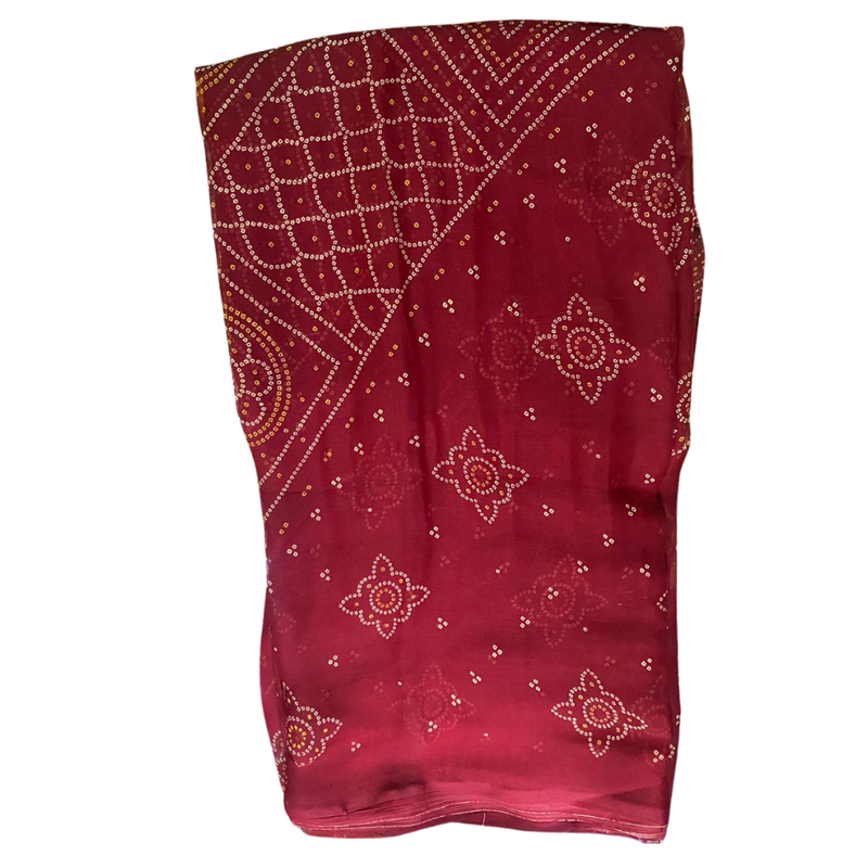 Royal Crimson Bandhani Saree