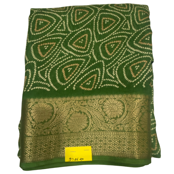 Designer Green Mop Silk Jari Border Saree with Blouse