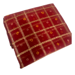 Traditional Red Gharchola Bandhani Saree (Without Blouse)