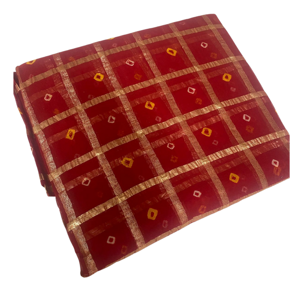 Traditional Red Gharchola Bandhani Saree