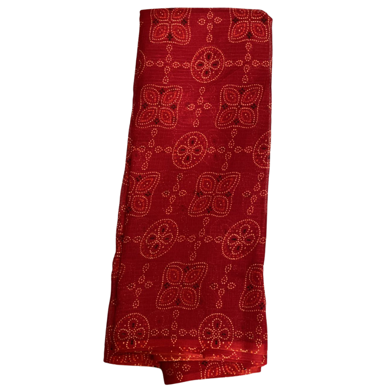 Ruby Red Chunari Doriya Without Blouse