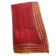 Traditional Red Mama Chunari Handmade Saree Without Blouse