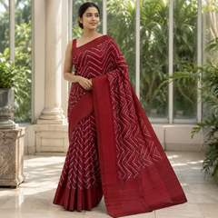 Maroon Bandhani Cotton Silk Saree
