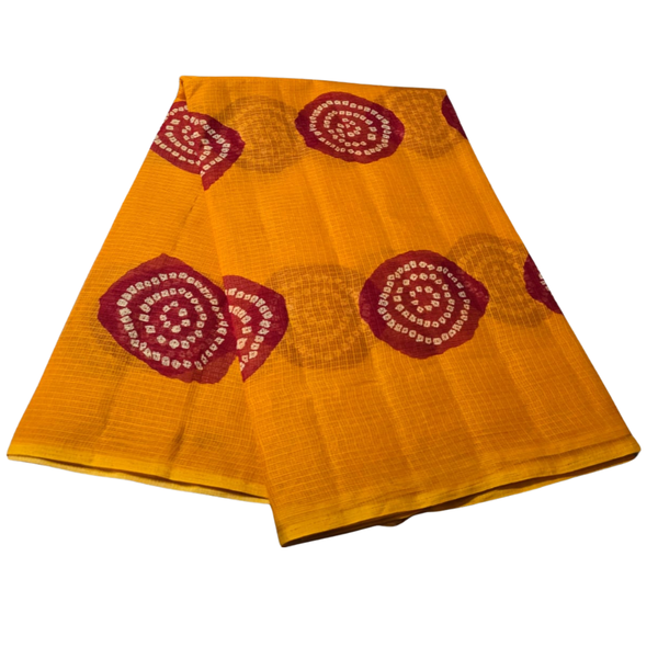 Mustard Printed Kathan Doriya Saree Without Blouse – Traditional Ethnic Saree