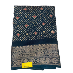 Elegant Navy Blue Mop Silk Jari Border Saree with Blouse