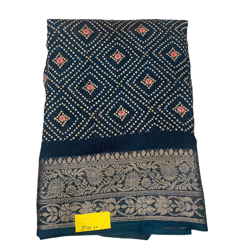 Elegant Navy Blue Mop Silk Jari Border Saree with Blouse