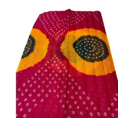 Pink Bandhani Print Kathan Doriya Saree Without Blouse