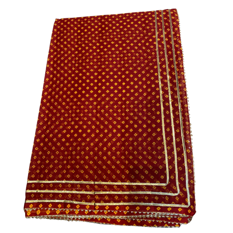 Rajwadi Crimson Chunari Doriya Saree With Blouse