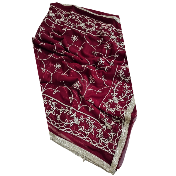 Rani Pink Georgette Embroidery Saree