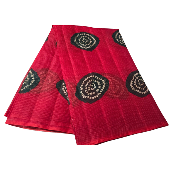 Red Printed Kathan Doriya Saree