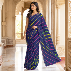 Royal Indigo Leheriya Saree