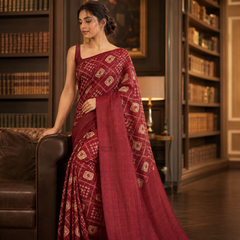 Royal Maroon Cotton Silk Designer Saree