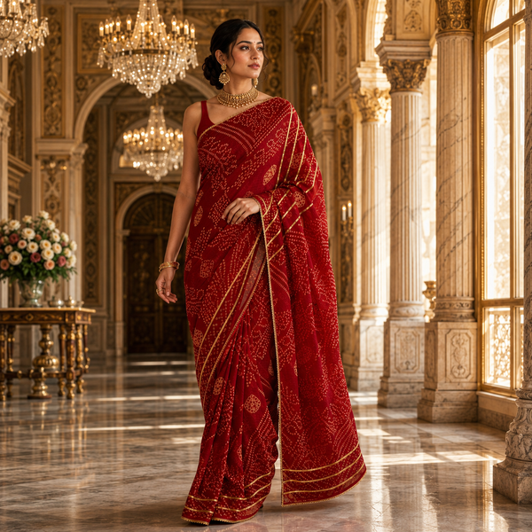 Suhag Red Chunari Doriya With Blouse