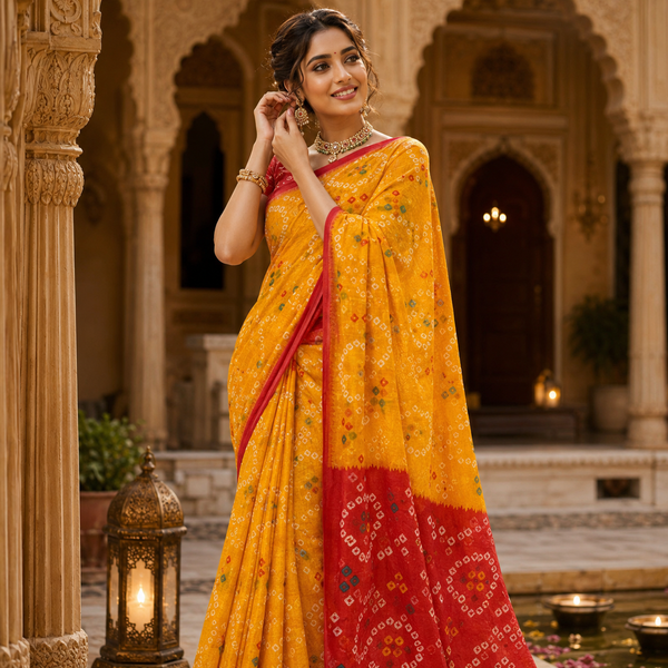 Sunrise Chunari Doriya Saree With Blouse
