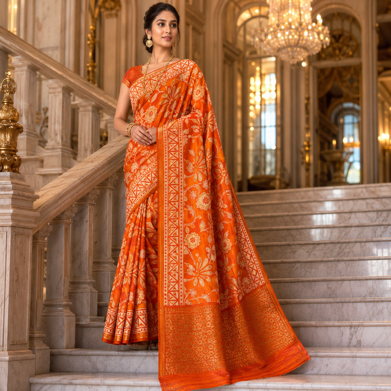 Sunset Glow Silk Saree