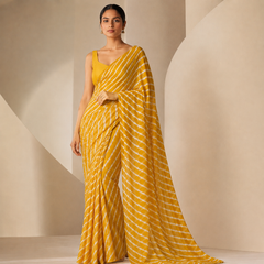 Sunshine Yellow Leheriya Saree