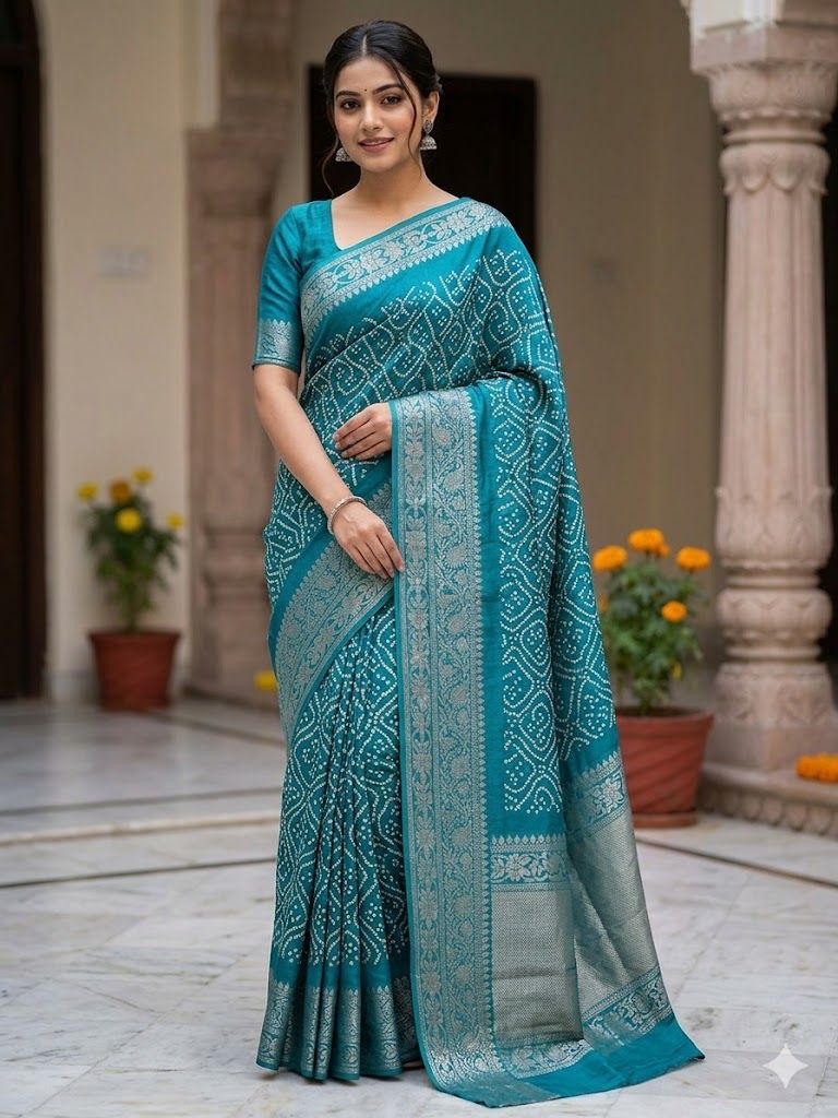 Banarasi Bandhani Silk Saree