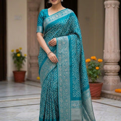 Banarasi Bandhani Silk Saree